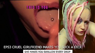 CampSissybois Cruel Girlfriend Commands Dick Sucking and Cum Swallow