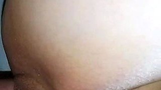 fucking a shaved petite milf in black lingerie POV