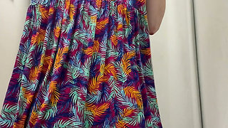 Striptease in a Shop as I Get Naked to Try on Dresses and a Bikini Top