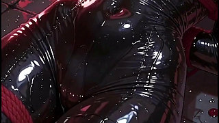 Bondage Anime Girl 2 Latex rope gagball