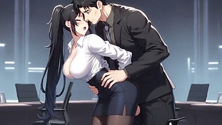 Big tits secretary gets bent over the desk by her boss for fucking private meeting