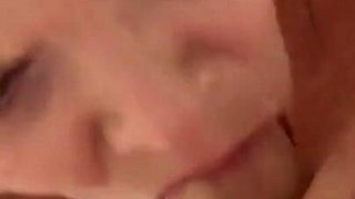 Horny Brunette Babe Fucks a Guy with Vibrator in Hotel Room and Then Makes Him Cum in Her Mouth