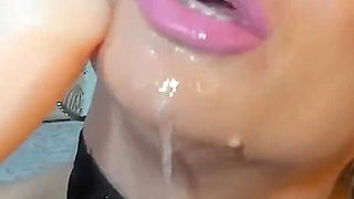 POV Blonde Glasses Slut Sucks Dildo & Begs Cum