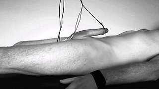 bound and milked to handsfree orgasm. e-stim cumshot edging