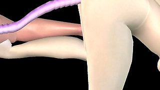 Animated 3D Porn - Beautiful Girl Strap on Fucks Asian Man Then Double Dildo Doggy