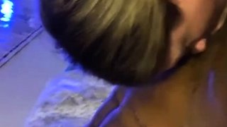 POV blowjob footjob handjob with Karla Kush eating cum