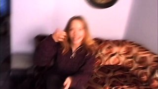 Amateur student blowjob on the balcony pov