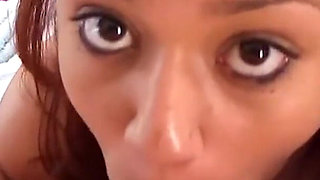 Sweet 18 year old redhead latina teen Magda Marie POV cum swallow blowjob
