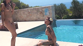 Old and Young Lesbians Underwater Strap on Squirting Golden Shower