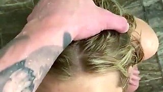Sexy blonde teen blowjob and gangbanged then creampied
