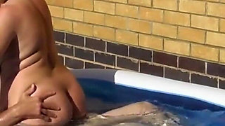 Camilla and Mr C in the pool