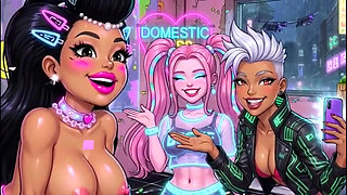 Funny Cartoon Girl Topless, Ai Animation