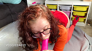 Subby Velma Sloppy BJ and Dildo Riding