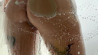My Stepbrother Finds Me Touching Me in the Shower and Helps Me with His Cock
