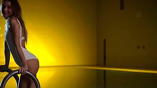 Petite blonde Russian MILF skinny dips