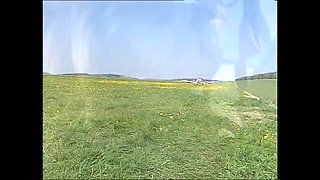 An Aviator Hungry for Pussy Bangs a Hot Redhead on the Grass