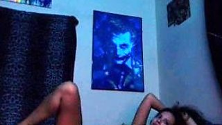 Small titted brunette teen fingering on the bed