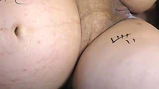 Two Lovers Cum on My Pregnant Belly After Bareback Threesome Sex! I Love to Be Their Cum Dump - Milky Mari