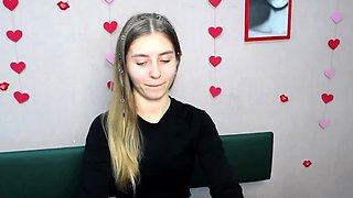 Young Ukrainian blonde in red panties posing on webcam show