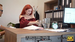 Loan4k. sexy red haired is ready to flash her Big Tits and give her cunny for a loan