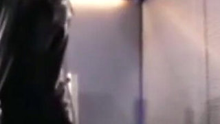 Caged and gagged Rubber Sissy get fucked