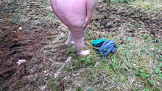 Complete Naked Girl in the Woods and Whipping Her Body and Genitals