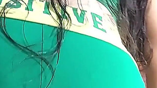 The Brazilian Soccer Team Fan Squeezed My Cock with Her Ass Before Going to Watch the Game