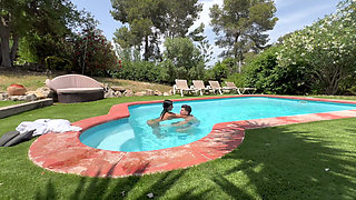 Neighbor Peeking at Us While We Have Sex in the Garden Pool - Yasmina Khan - Brady Bud