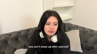 Stepdad Scolds Dirty House Then Fills My Throat and Pussy Hard