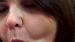 Mature Mom with Big Tits Sucks a Big Dildo