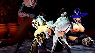 Genshin Impact - Beido Lisa Ningguang Gangbang Sex