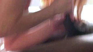 Amateur brunette fucks two big cocks