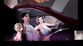 Step-Sis almost caught us!! MILF Step-Mom gave me a blowjob in the car and eats my load.