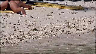 Milf Relaxing On Beach And Masturbation