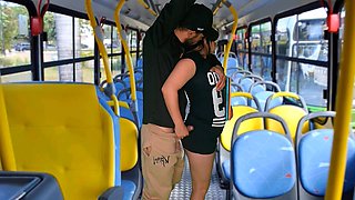 College girl being sensed on the bus in public!