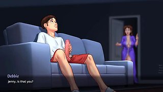 Stepmom Shows Pussy to Stepson While Watching Porn (Summertime Saga)