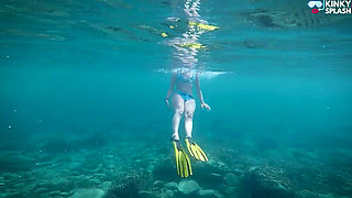 Underwater Beach Flasher - Bikini, Long Fins & Naughty Ocean Tease