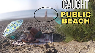 Exhibitionist Wife Outdoor Amateur Milf Blowjob & Handjob Big Cock on Nudity Beach public in front of voyeur with cum