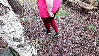 Sagging breasts pounded hard in the forest