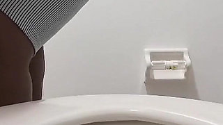 Desperate for a Pee Holding as Long as I Can Pissing in the Toilet