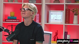 Blonde Ocatvi pleasuring her hairy pussy