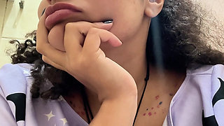 Gassy Milk-intolerant Girl on the Toilet and Farting