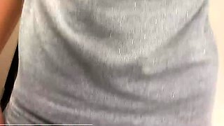 Dark-haired ladyboy takes off her tight dress and plays
