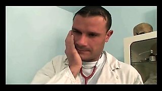 Bad Doctor Fucks Hot Blonde Teen in Office - Blowjob & Stockings