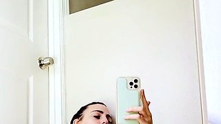 Erotic solo masturbation with teen brunette