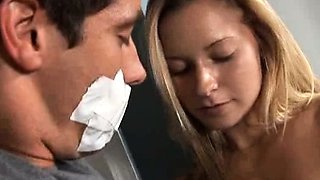 Naughty blonde femdom fetish hottie rams ass with strapon