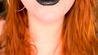 BBW Redhead Miley Coxxx Spit Fetish-- Mouth Close up -- Pierced Tongue