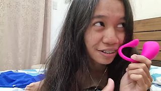 Young Asian GF Uses Lush Vibrator on Bed - Solo Amateur