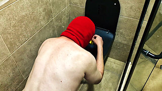A slave cleans my toilet when I come to him with a strap-on and train his throat. Mouth fucking in the toilet.