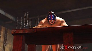 Super fucking in a basement. meaty man screws hard a stunning blond slave